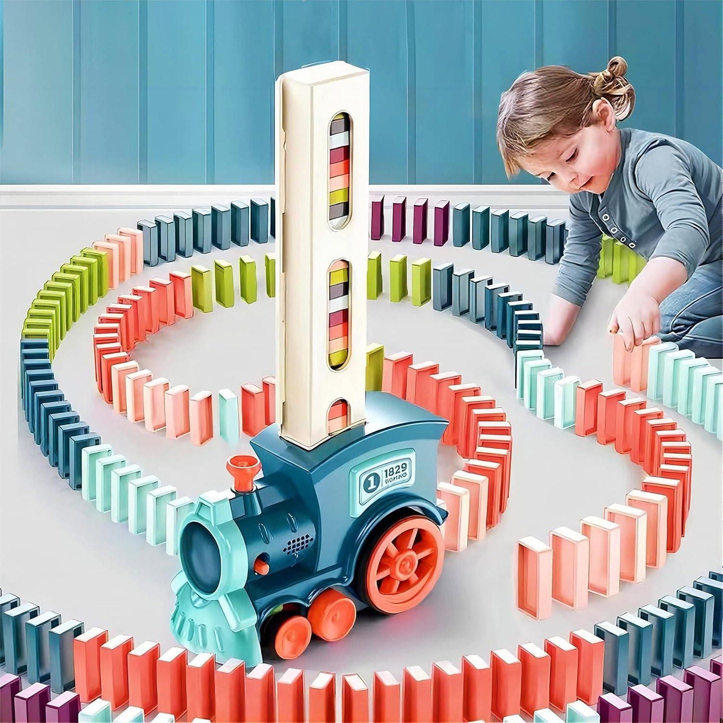 Domino Express Train Set – BPA-Free Toy with Sound Effects for Kids