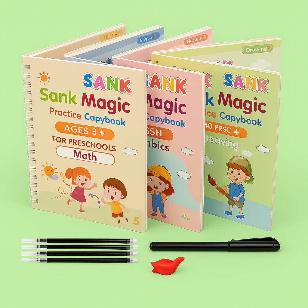 Magic CopyBook for Pre-School & Nursery - 4 Reusable Books