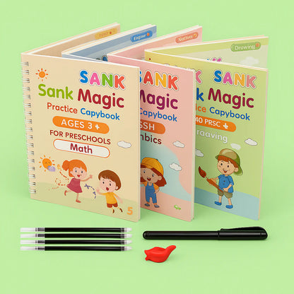 Magic CopyBook for Pre-School & Nursery - 4 Reusable Books