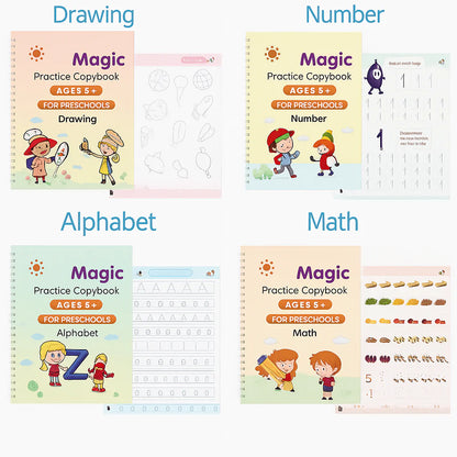 Magic CopyBook for Pre-School & Nursery - 4 Reusable Books